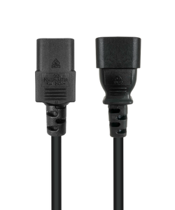 Top front view of the 2m power jumper cable with both IEC-C13 and IEC-C14 ends visible.