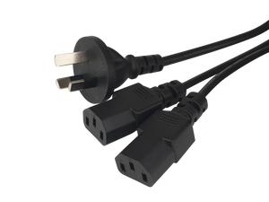 2 x IEC-C13 Y-Cord To Mains Power Cord 0.5m + 2 x 1.5m