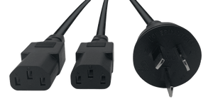 2 x IEC-C13 Y-Cord to Mains Power Cord