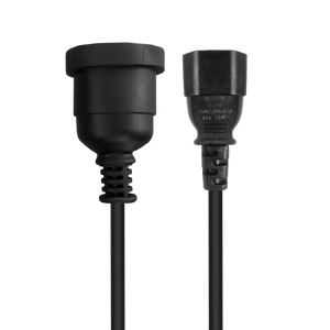 Top-down view of the compact C14 to AU socket power adaptor.