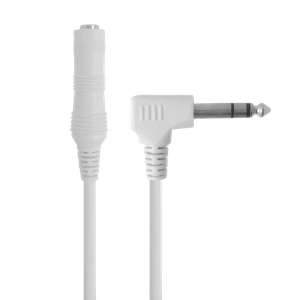 White nursecall extension cable showing straight socket connector and right-angle 6.3mm stereo phono plug