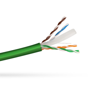 Close-up side view of the Green Cat6 LSZH cable jacket, showing the internal cables, rip cord, and separator.