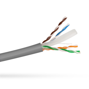 Close-up side view of the Grey Cat6 LSZH cable jacket, showing the internal cables, rip cord, and separator.