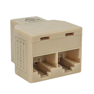 A side view of the rear of the RJ12 coupler, showing the two parallel sockets.