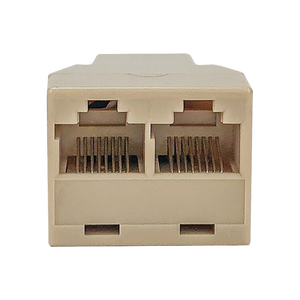 A front view of the back of the coupler, showing the dual output sockets.