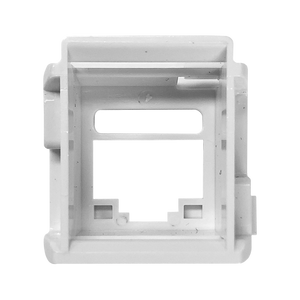 A view of the rear of the white bezel adaptor.
