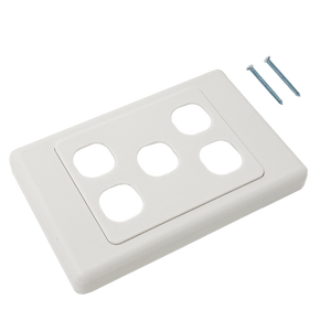A side profile view of the 5-port wall plate.