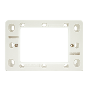 A direct front-on view of the white 13mm mounting block, showing the screw holes.