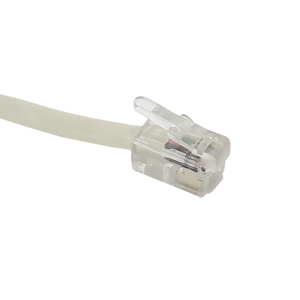 A detailed close-up of one of the RJ11 connector ends.