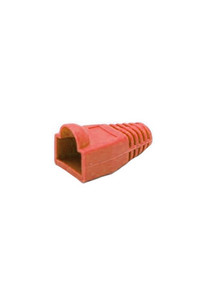 A detailed side profile of a red 6mm snagless RJ45 cable boot, showing its robust design.