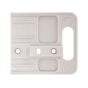 A top-down view showing the inside of the white stacking adaptor.