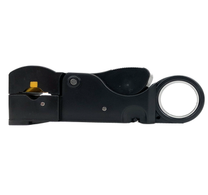 A front-on view of the coaxial cable stripper tool.
