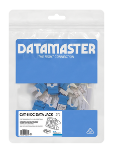 The 10-pack of blue Cat6 data jacks in its branded Datamaster bag.