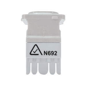 A front view of the Cat6 data jack.