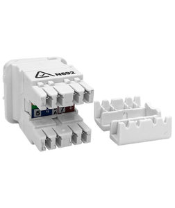 A view of the rear of the Cat5e data jack, showing the IDC termination points.