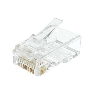 A detailed side profile of the transparent Cat6 RJ45 modular plug.