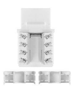 A top-down view of the Cat6 keystone jack, showing the IDC termination points.