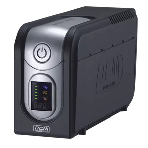 Front angle view of the Imperial Digital 3000VA Line Interactive UPS, showing its unique curved design and digital display.