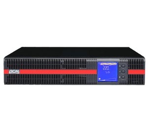 Front view of the Macan MRT 2000VA On-Line UPS, highlighting the user-accessible front panel and LCD screen.