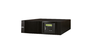 The Vanguard II 10kVA On-Line UPS in a vertical tower format, with its rotatable LCD screen displaying system status.