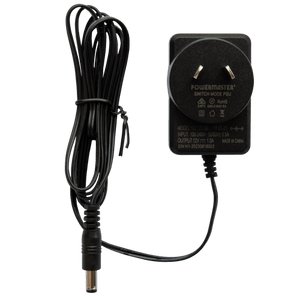 Top view of the 12V 1A power adaptor with its coiled output cable.