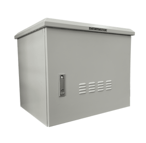 Side view of the 12RU outdoor IP55 rated wall mount network cabinet.