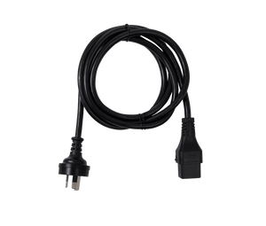 Top view of the complete 2m 15A locking IEC C19 to mains power cord.