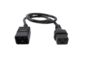 Front view of the heavy-duty 15A locking C19 female connector and standard C20 male plug