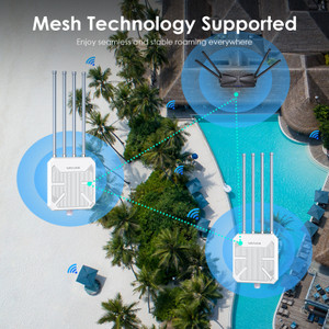 AX3000 dual band WiFi 6 outdoor access point showing 2.4GHz and 5GHz speed specifications