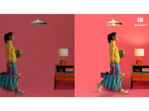 WiZ SpaceSense motion sensing light automatically turning on as a person walks past