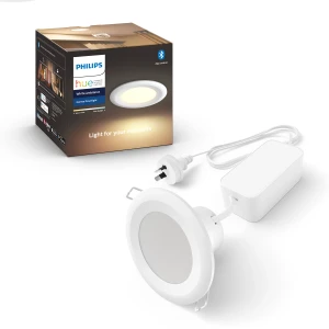 Philips Hue White Ambiance downlight with box and plug-in power adapter
