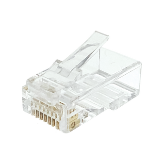 A detailed side profile of the transparent 2-piece Cat6 RJ45 modular plug.