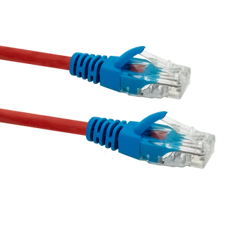 Cat5e UTP Crossover Cable 10m; RED WITH BLUE BOOTS