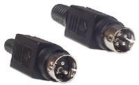A close-up side view of two 3-Pin Locking DC Plugs, showing the locking mechanism and internal pins.