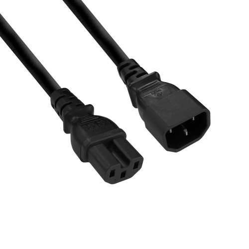 K3742-015 1.5m black IEC-C14 male to IEC-C15 female high-temp power cord for servers & UPS.