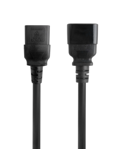 Top-down view of the 2m high-current power cord, showing the IEC-C19 and IEC-C20 connectors.

