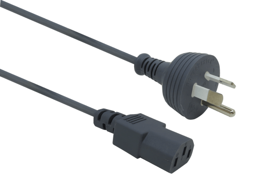 Powercom Cable 3m Grey IEC C13 Power Cord | Round Earth Pin