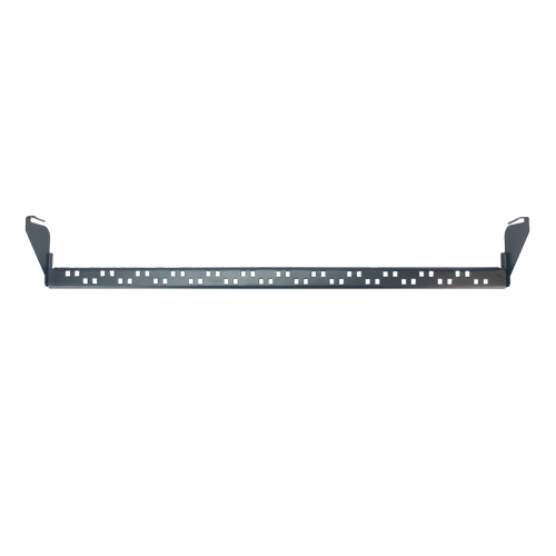 A front-on view of the black metal rear cable support bar lying flat.