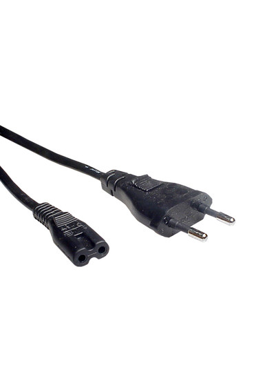 IEC-C7 To EU Power Cord 2m Black 2-Pin Plug