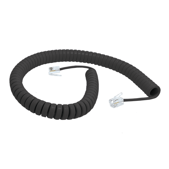 A side view of the 3-metre black-coloured coiled telephone handset cord for Ericsson phones.