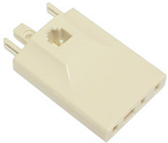 A side view of the Mode-3 telephone adaptor, showing the front-entry RJ45/RJ11 socket and the 605 plug.