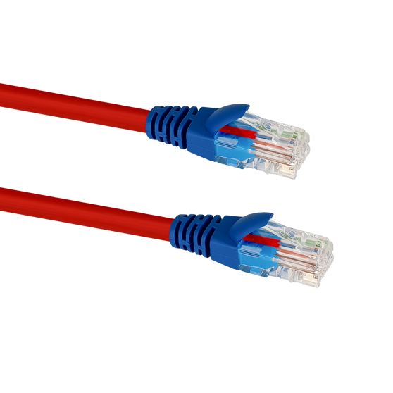 Cat6 UTP Crossover Cable 3m Red with blue boots