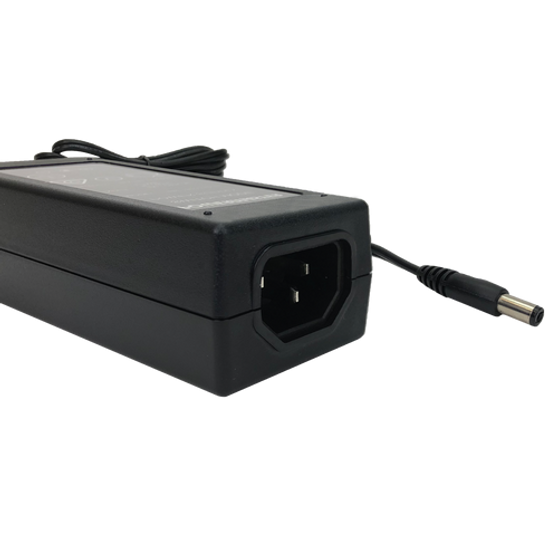 Side view of the 5V 4A in-line power supply 'brick' with its output cord and plug visible.