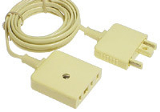 A view of the 15-metre telephone extension cord, showing the 606 male plug and the 610 female socket.