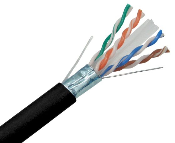 Cat6 Outdoor (UV stablised) Solid FTP Shielded Cable 305m Reel Black