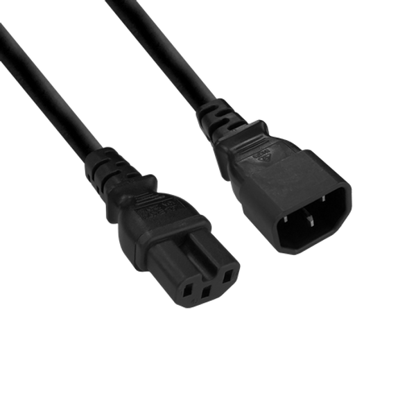 K3742-010 1m black IEC-C14 male to IEC-C15 female high-temperature power cord for servers and UPS.