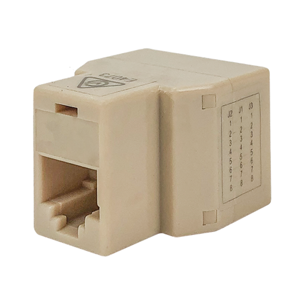 A side view of the 3-way RJ45 coupler, showing the single front socket.