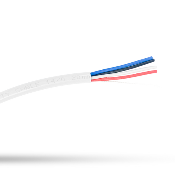 A close-up of the white heavy-duty 4-core security cable, showing the internal cables.