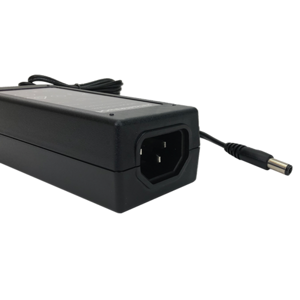 Side view of the 5V 4A in-line power supply 'brick' with its output cord and plug visible.