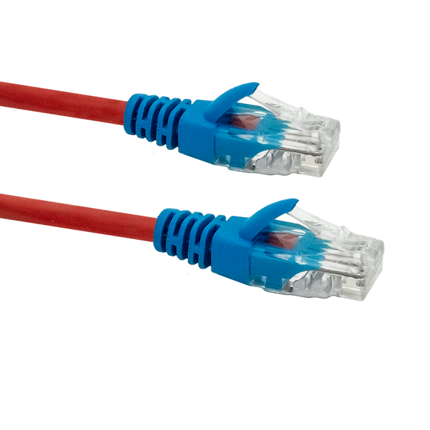 Cat5e UTP Crossover Cable 20m; RED WITH BLUE BOOTS